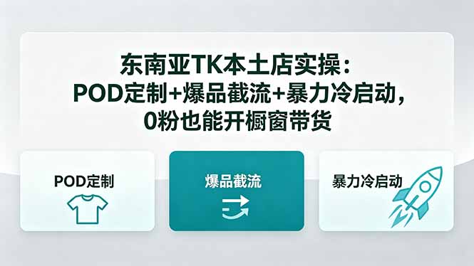 东南亚TK本土店实操-5月更新：POD定制+爆品截流+暴力冷启动，0粉也能开橱窗带货-优优云