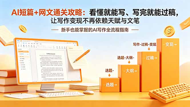 AI短篇+网文通关攻略-更新4月：看懂就能写、写完就能过稿，让写作变现不再依赖天赋与文笔-优优云